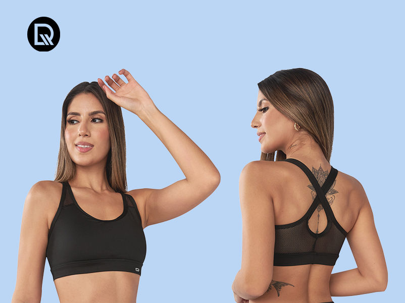 mulher vestindo top de academia preto