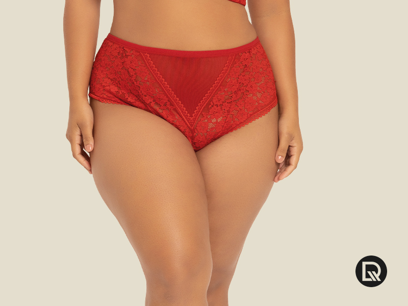 Calcinha vermelha de renda para lingerie feminina