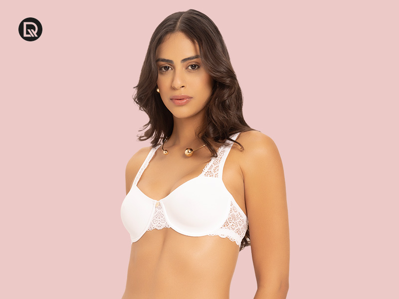 Sutiã branco com detalhes em renda e alças confortáveis